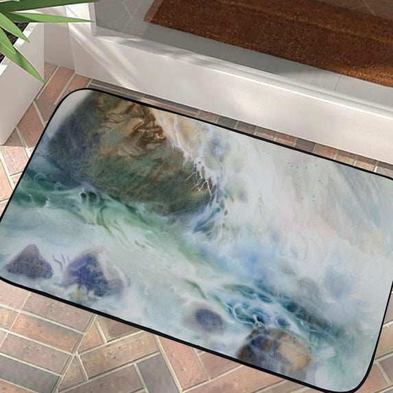 WERPE Rocks Water Elizabeth Durack Square Floor Mat Indoor Outdoor Felt for Home Entrance Outside Entry 19.68*39.37 in