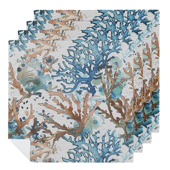 WERPE Seaweed Corals Ocean Cloth Napkin Reusable 6 PCS