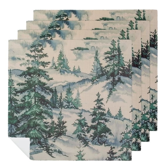 WERPE Snowy Landscape Trees Sky Dinner Napkin for Dining Table Kitchen Daily Party Housewarming Farmhouse Decor 4 PCS