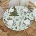 thumbnail image 1 of WERPE Tablecloth Round Table Cover Watercolor Animals Deer Fox Raccoon Floral Long Flights White, 1 of 7