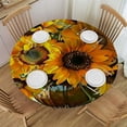 thumbnail image 1 of WERPE Tablecloths Round Table Cover Fall Sunshine Sunflower Polyester Fiber Machine Washable White, 1 of 7