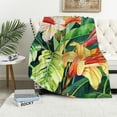 thumbnail image 1 of WERPE Tropical Flowers Throw Blanket Seamless Exotic Floral Pattern Bird of Paradise Decorative Soft Warm Cozy Flannel Plush Throws Blankets for Toddler Dog Cat White, 1 of 6