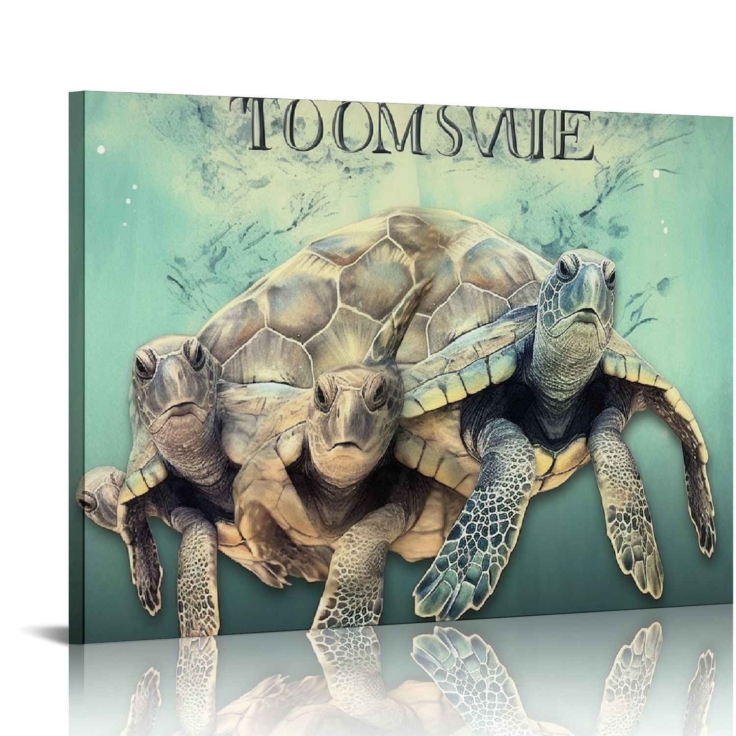 Awypu Turquoise Sea Turtle Decor Wall Art Ocean Bathroom Pictures ...