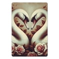 thumbnail image 1 of WERPE Two White Swans with Flowers Retro Metal Sign 8*12in 8x12in, 1 of 7