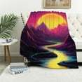 thumbnail image 1 of WERPE  Ultra Soft Flannel Bed Blankets Lightweight Cozy Throw Blanket Room Decor for Couch Sofa Bedroom Adults Bedding Lightweight Cozy Blanket Vaporwave Mountain Fantasy Vertical White, 1 of 6
