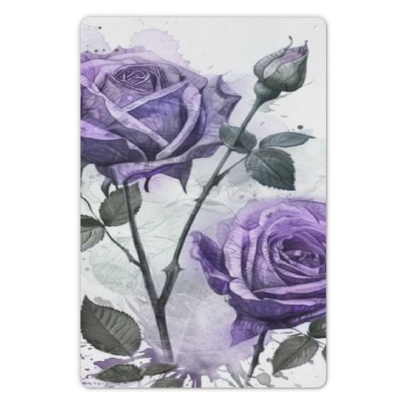 WERPE Wall Decor For Home Kitchen Bathroom Farm Garden Garage 8*12in Flower Rustic Roses Purple Floral Rustic Watercolor Floral Pictures 8x12in