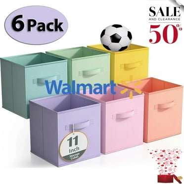 WERSEON 6 Pack Cube Storage Bins, 11 Inch Sturdy Collapsible Fabric Storage Cubes for Organizing Closet, Toys, Books,Storage Baskets for Shelves, Kids Room