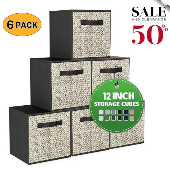 Mini Cube Storage WERSEON 6 Pack Collapsible Cube Storage Bins, Cloth Organizer with ...