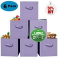 thumbnail image 1 of Werseon Collapsible Cube Storage Bins, 11" Foldable Fabric Storage Cubes with Handle for Shelves, Closet, 6 Pcs, Purple, 1 of 12