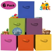 ​​​​​​​​WERSEON Cube Storage Bins, 11 Inch Collapsible Storage Cube Organizer with Handle, Foldable Fabric Shelf Basket for Toys, Books, Clothes, 6-Pack