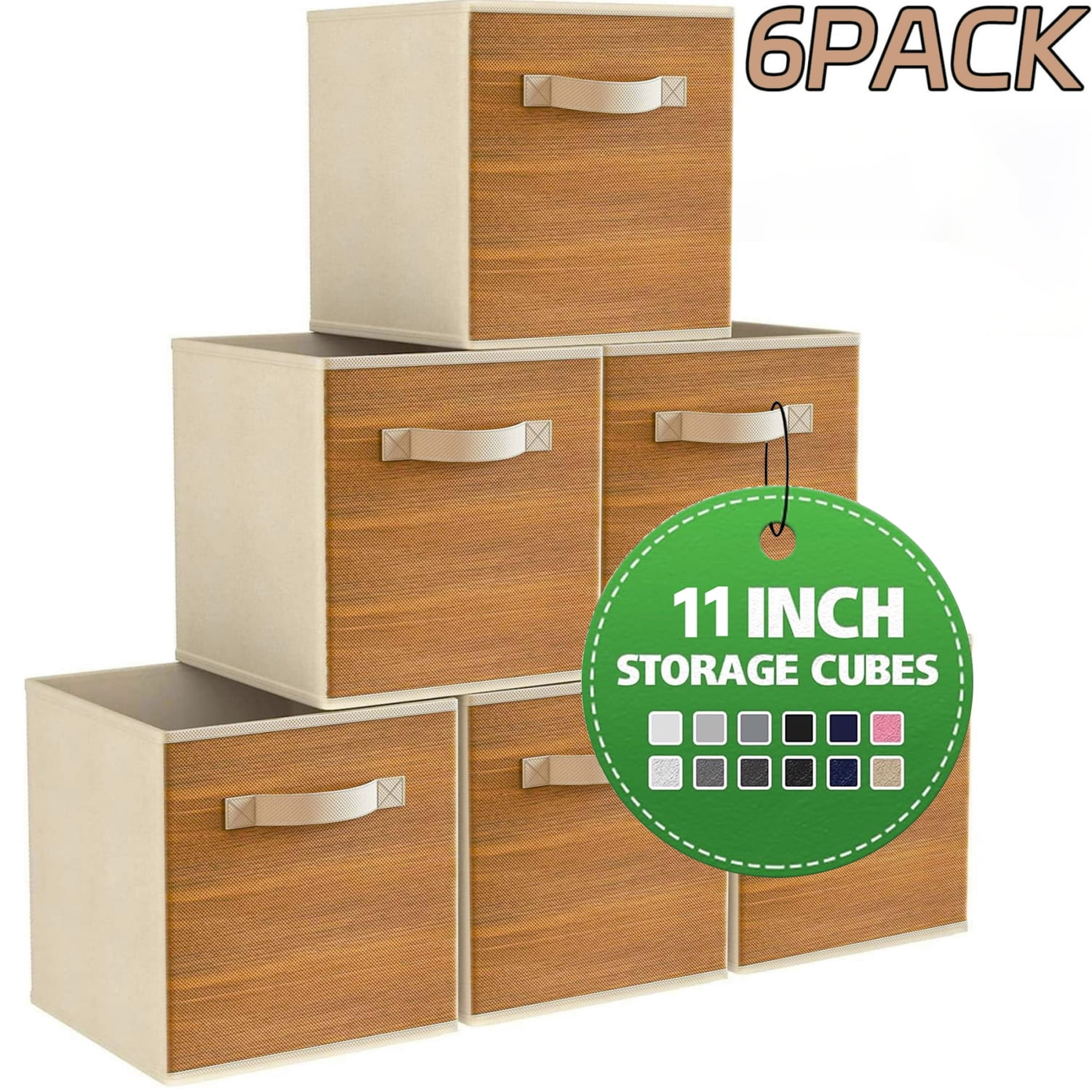 WERSEON Set of 6 Foldable Cube Storage Bins, 11 Inch Closet Organizers