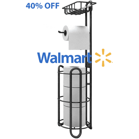 WERSEON Toilet Paper Holders Stand with Shelf, Free-Standing Toilet Tissue Paper Stand, Stainless Steel Toilet Storage Shelf for Bathroom