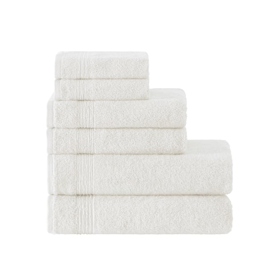 Ozdilek 6-Piece Bath Towel Set, 100% Turkish Cotton, 2 Bath 30x60", 2 Hand 16x30", 2 Washcloths 13x13", Quick-Dry, Soft & Absorbent, Ivory