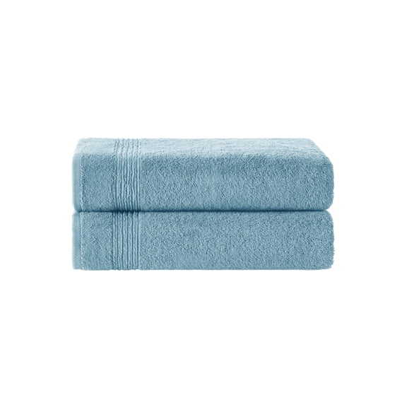 Ozdilek 2-Piece Bath Towels, 30x60" 100% Turkish Cotton, 380 GSM Quick-Dry & Lightweight Body Towels, Breathable, Space-Saving Shower Towel Set for Bathroom, Pool, Gym, Milky Blue