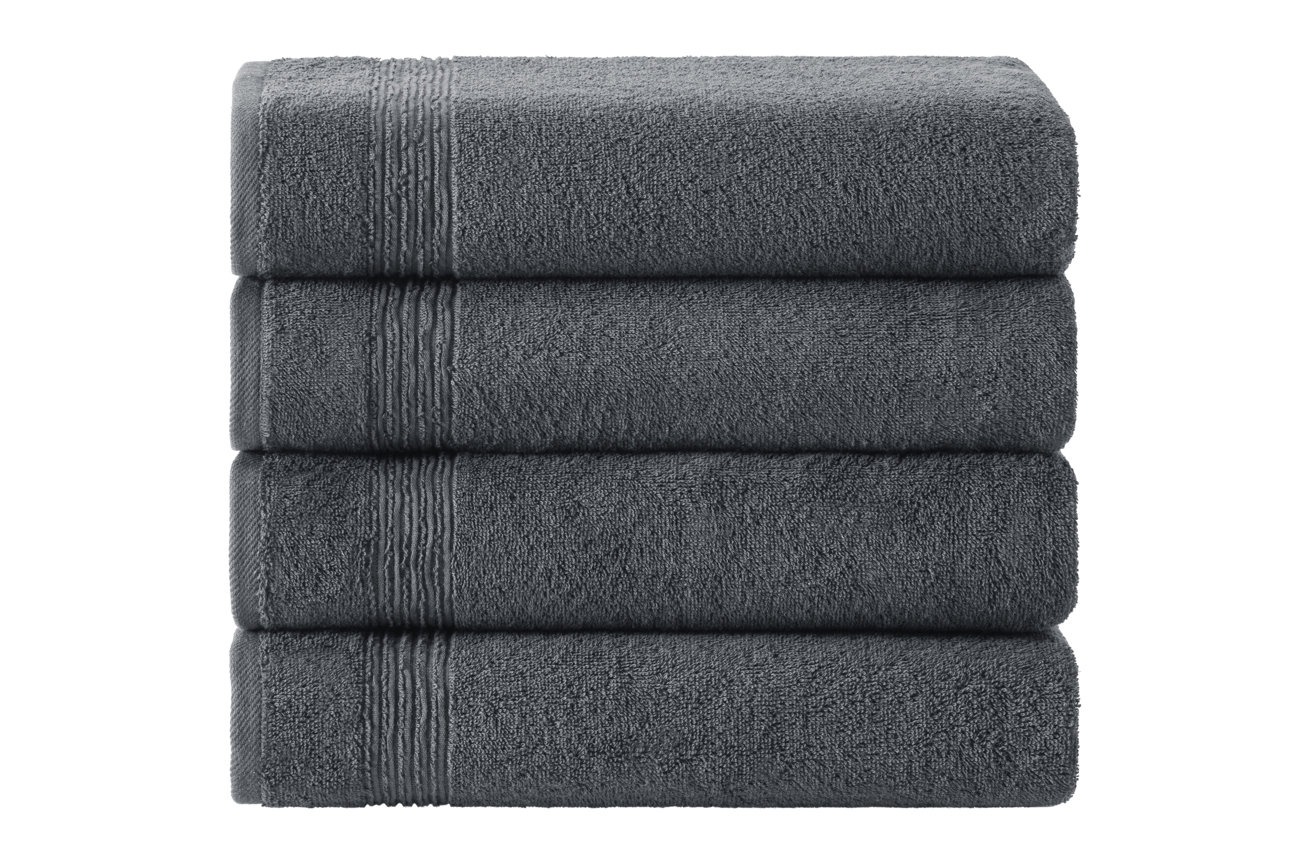 Ozdilek 4-Piece Bath Towels, 30x60" 100% Turkish Cotton, Quick-Dry & Lightweight Body Towels, Breathable, Space-Saving Shower Towel Set for Bathroom, Pool, Gym, Anthracite Grey