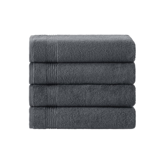 Ozdilek 4-Piece Bath Towels, 30x60" 100% Turkish Cotton, Quick-Dry & Lightweight Body Towels, Breathable, Space-Saving Shower Towel Set for Bathroom, Pool, Gym, Anthracite Grey