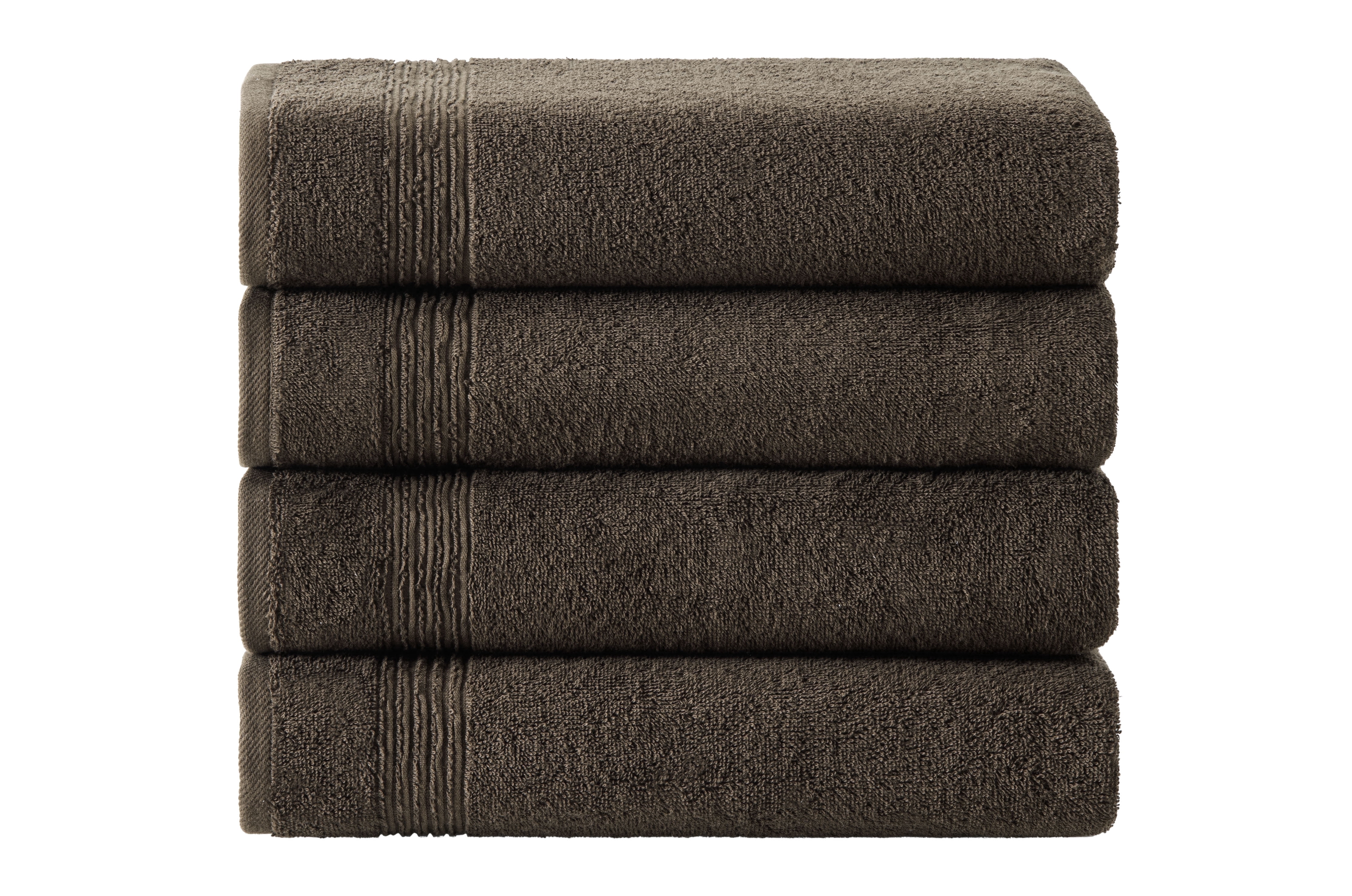 Ozdilek 4-Piece Bath Towels, 30x60" 100% Turkish Cotton, Quick-Dry & Lightweight Body Towels, Breathable, Space-Saving Shower Towel Set for Bathroom, Pool, Gym, Chocolate