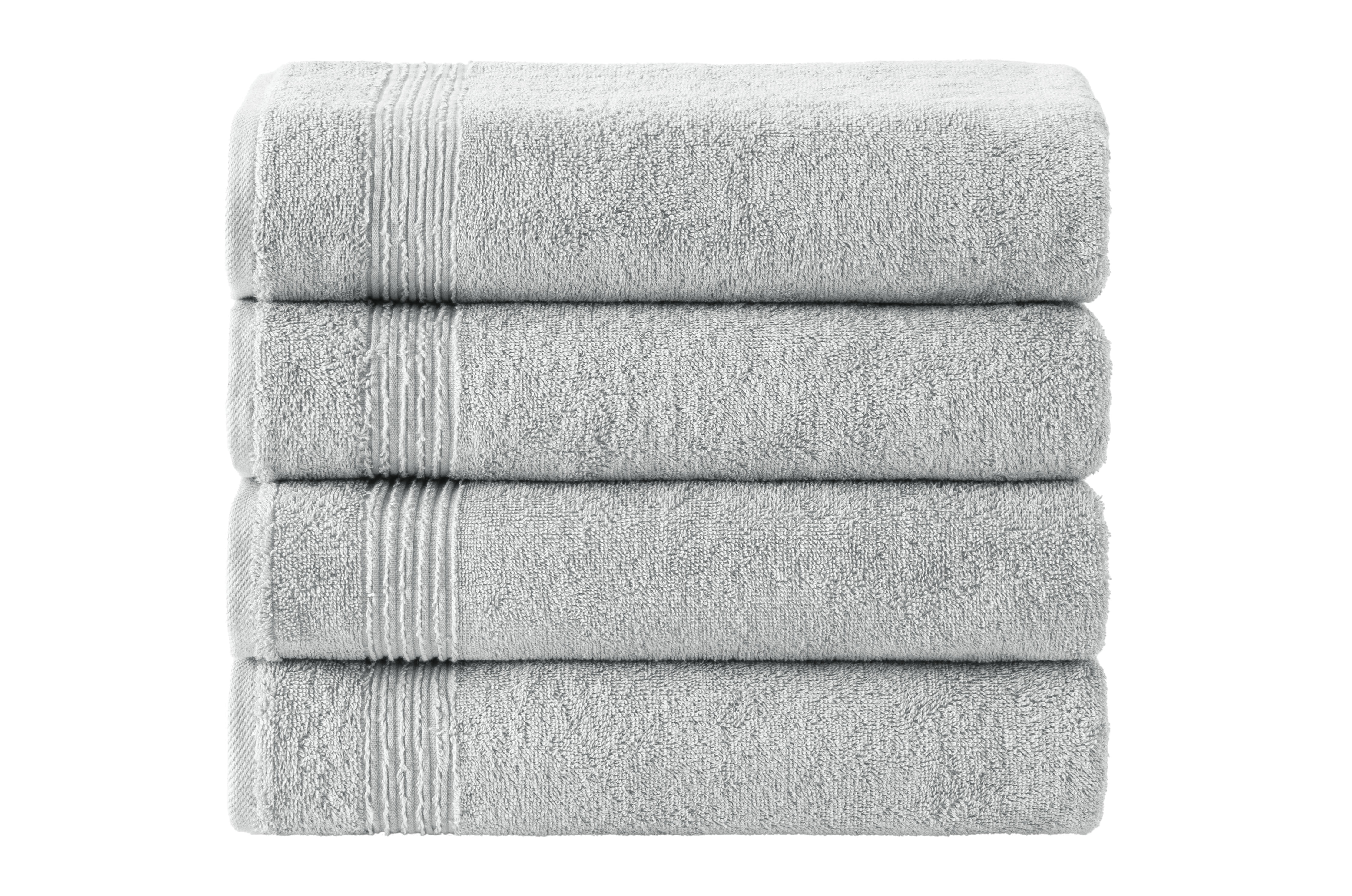 Ozdilek 4-Piece Bath Towels, 30x60" 100% Turkish Cotton, Quick-Dry & Lightweight Body Towels, Breathable, Space-Saving Shower Towel Set for Bathroom, Pool, Gym, Grey