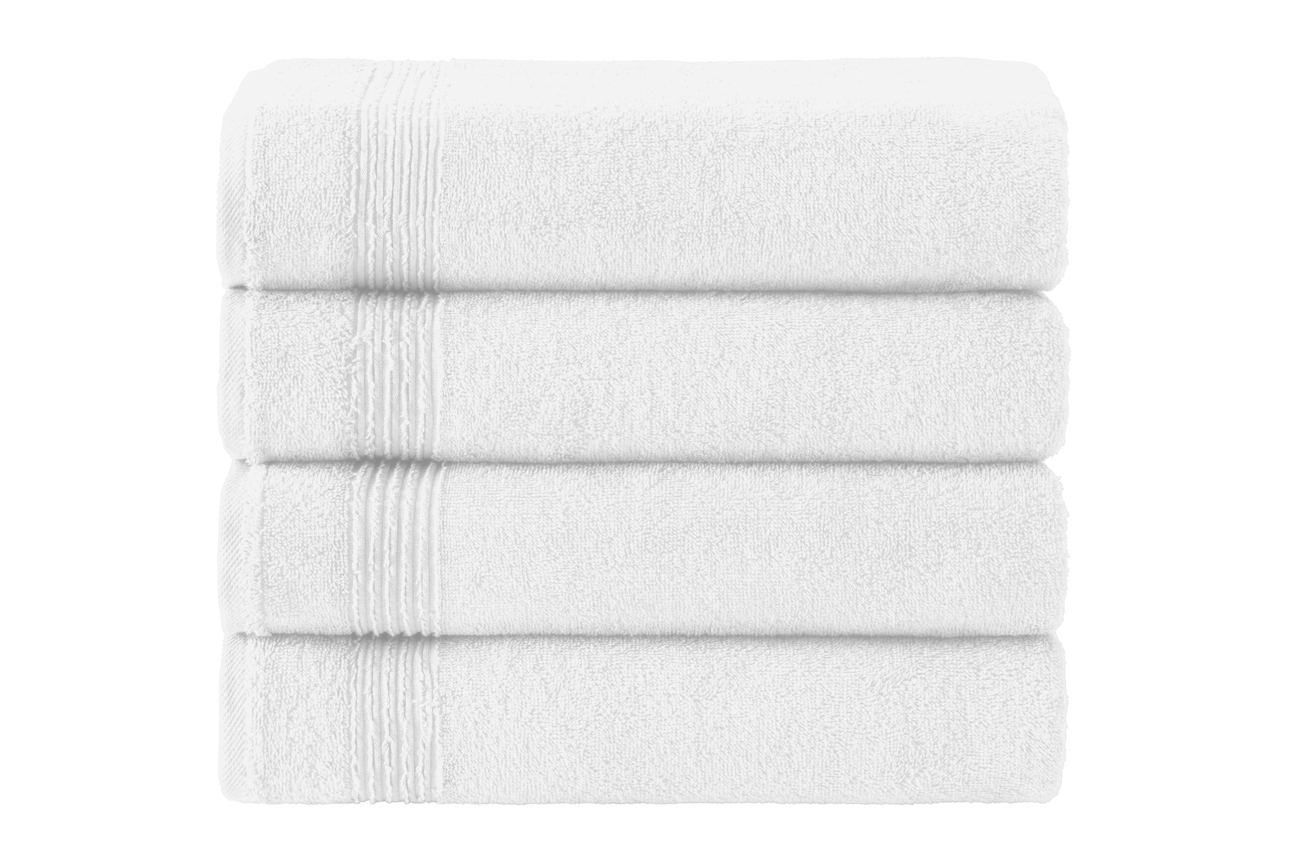 Ozdilek 4-Piece Bath Towels, 30x60" 100% Turkish Cotton, Quick-Dry & Lightweight Body Towels, Breathable, Space-Saving Shower Towel Set for Bathroom, Pool, Gym, Bright White