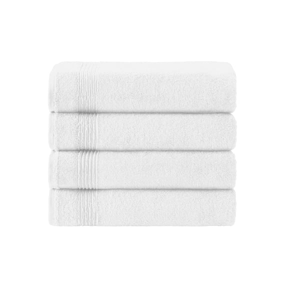 Ozdilek 4-Piece Bath Towels, 30x60" 100% Turkish Cotton, Quick-Dry & Lightweight Body Towels, Breathable, Space-Saving Shower Towel Set for Bathroom, Pool, Gym, Bright White
