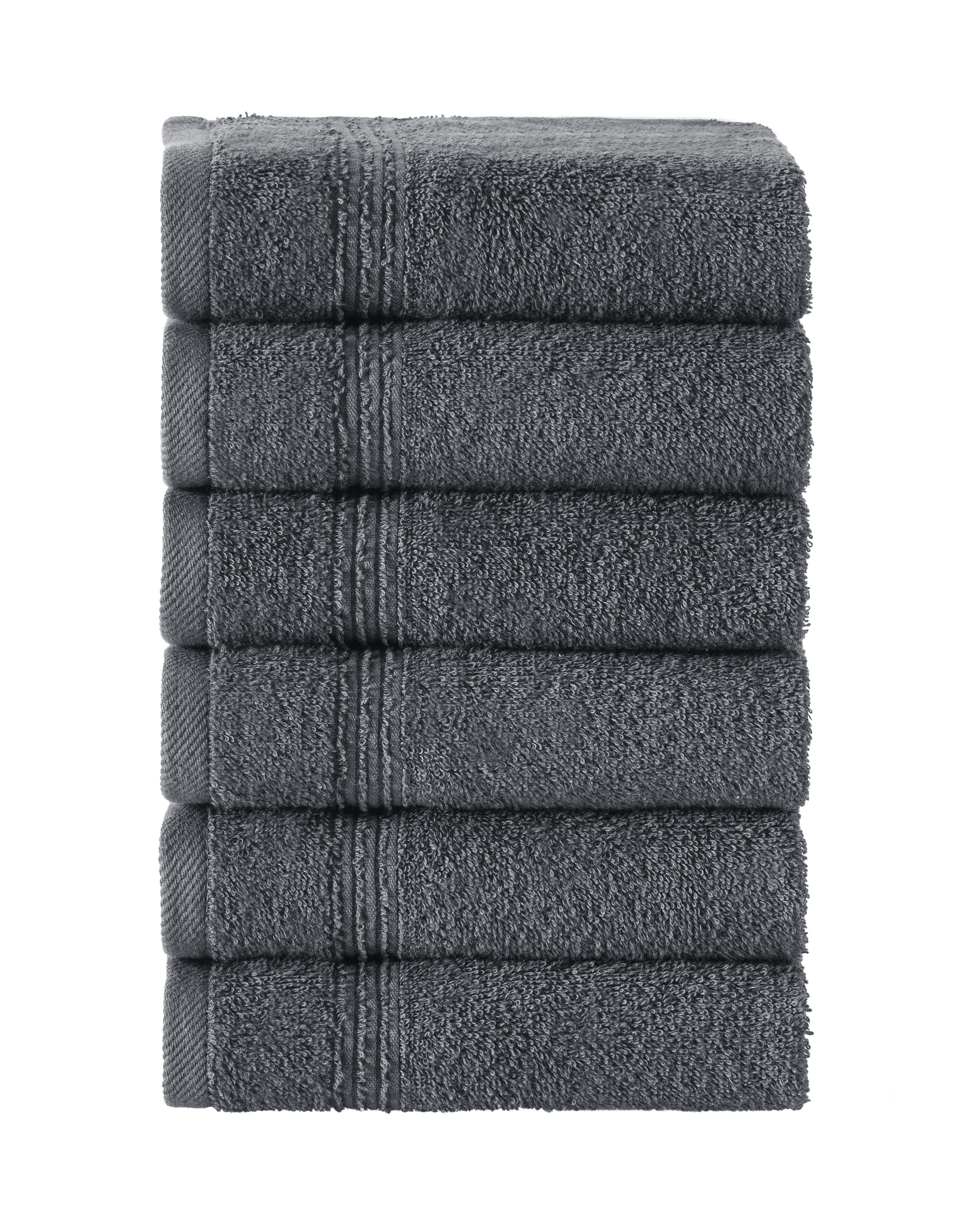 Ozdilek 6-Piece Washcloth Set, 13x13" 100% Turkish Cotton, Lightweight & Quick-Dry, Breathable Face Towels, Soft & Durable Wash Cloths for Daily Use, Gym, Travel, Anthracite Grey