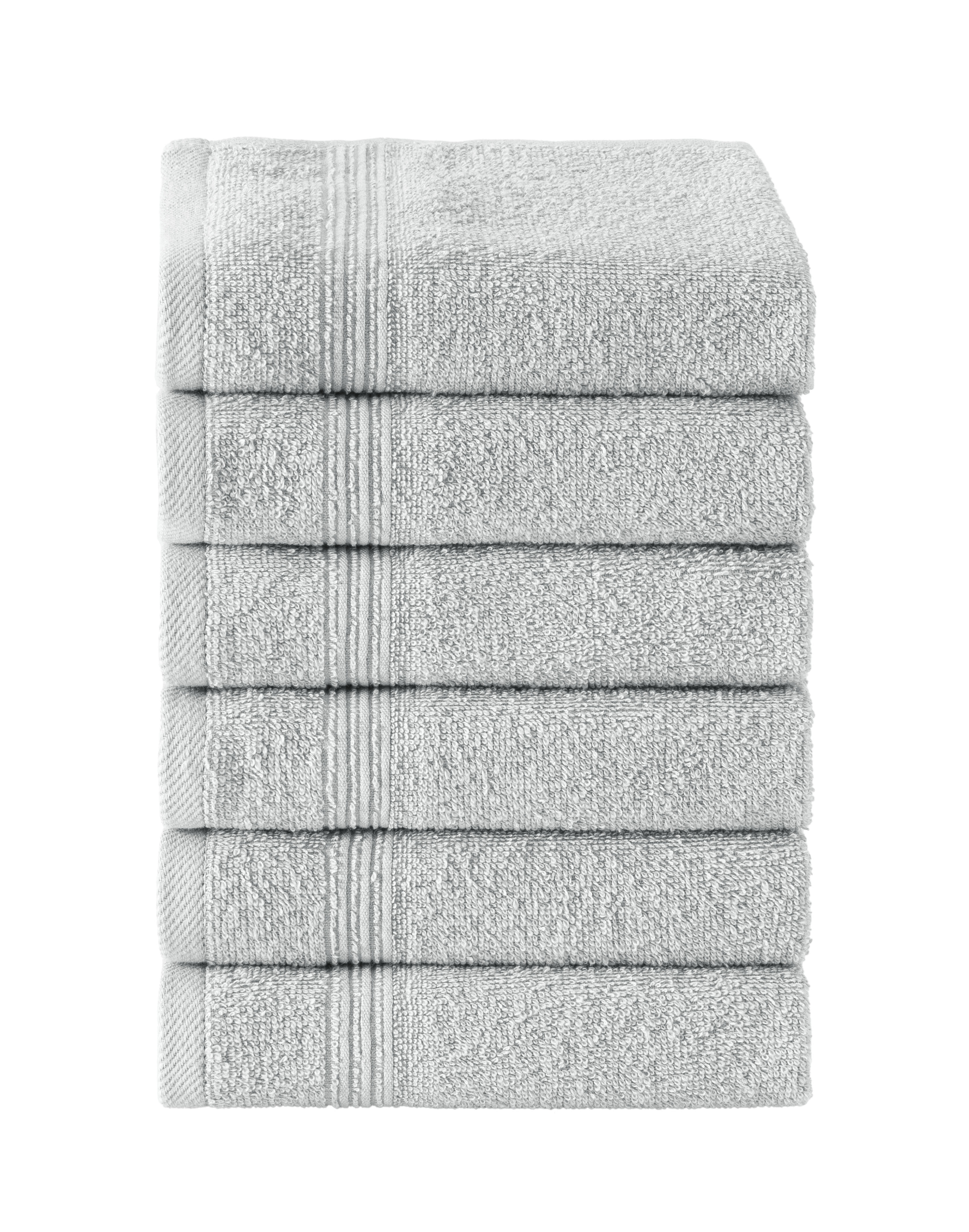 Ozdilek 6-Piece Washcloth Set, 13x13" 100% Turkish Cotton, Lightweight & Quick-Dry, Breathable Face Towels, Soft & Durable Wash Cloths for Daily Use, Gym, Travel, Grey