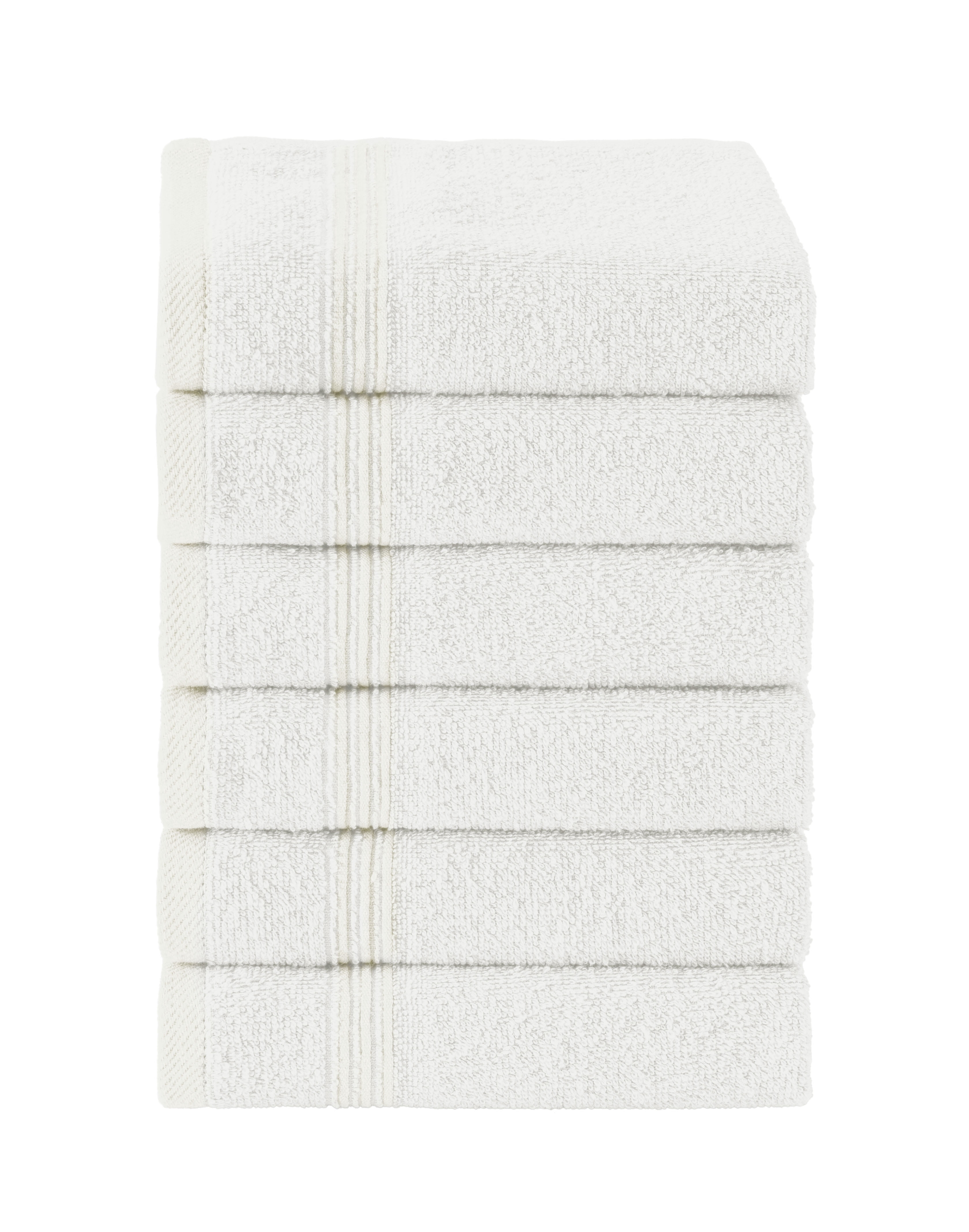 Ozdilek 6-Piece Washcloth Set, 13x13" 100% Turkish Cotton, Lightweight & Quick-Dry, Breathable Face Towels, Soft & Durable Wash Cloths for Daily Use, Gym, Travel, Ivory
