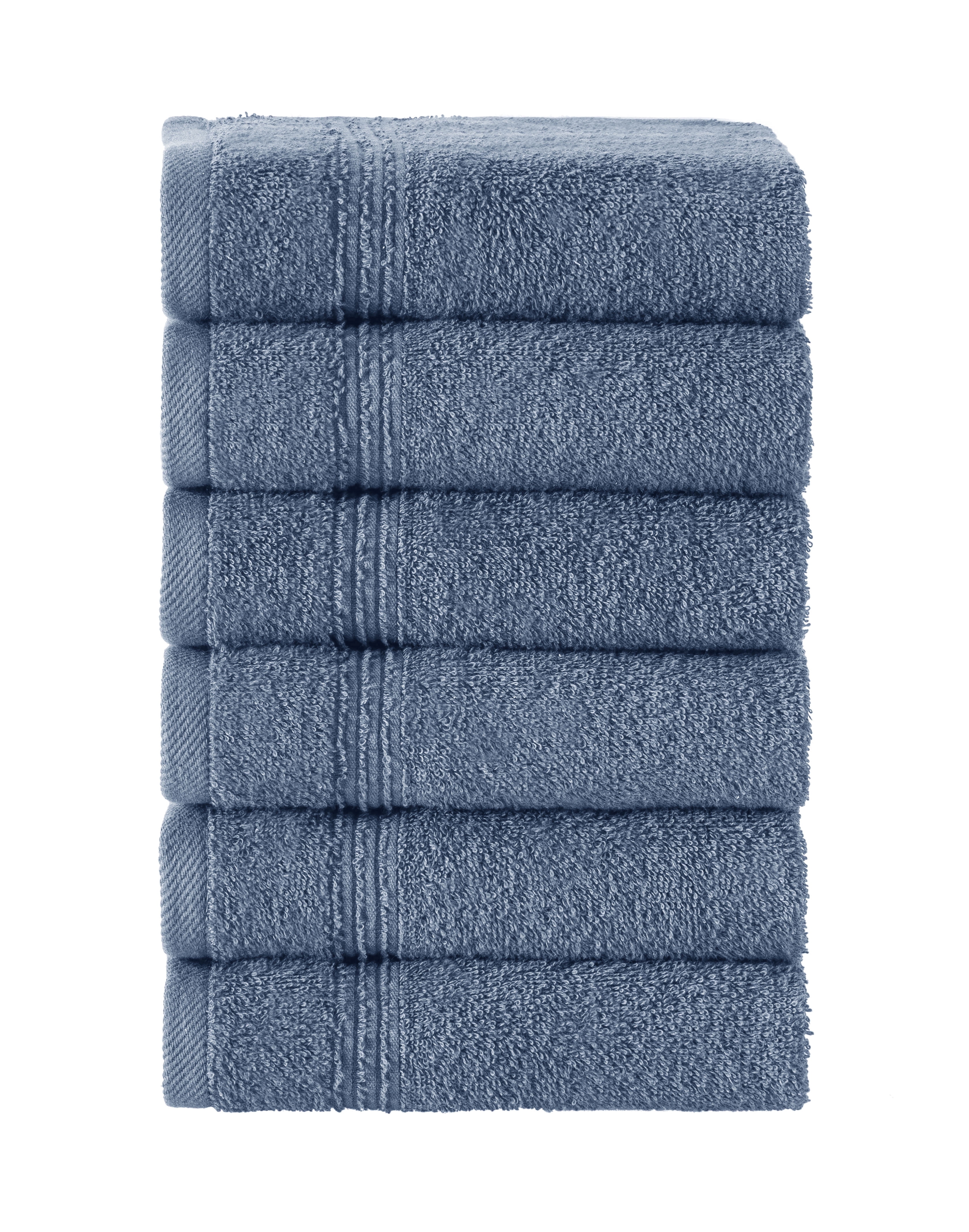 Ozdilek 6-Piece Washcloth Set, 13x13" 100% Turkish Cotton, Lightweight & Quick-Dry, Breathable Face Towels, Soft & Durable Wash Cloths for Daily Use, Gym, Travel, Ocean Blue
