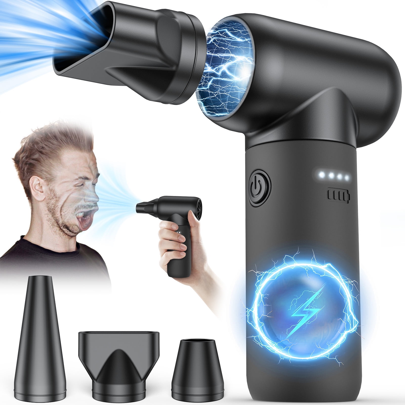 WERTYI Cordless Compressed Air Duster, 6000mAh Rechargeable 180000RPM Keyboard Dust Cleaner Blower