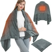 WERTYI Heated Blanket Wearable Shawl, Winter Gifts for Mom Women Girlfriend Grandma, 3 Heating Levels, 59 x 31"