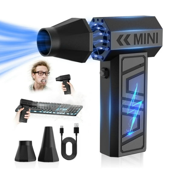 WERTYI Mini Compressed Air Duster,90,000 RPM Cordless Electric Air Blower for Computer, 3-Gear Adjustable Power Dust Cleaner, Rechargeable Portable Mini Blower for Office & Home