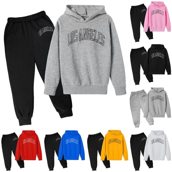 WERYOUNG Autumn Winter Children Outfits Long Sleeve Letter Print Hooded Sweatshirts Hoodie And Joggers Pants Two Piece Sets For Boys Girls Stylish Clothes Sets 3-4 Years