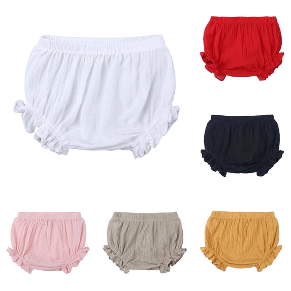 WERYOUNG Baby Girls Boys Casual Shorts Solid Color Summer Ruffle Shorts Versatile Bottoms 6-12 Months