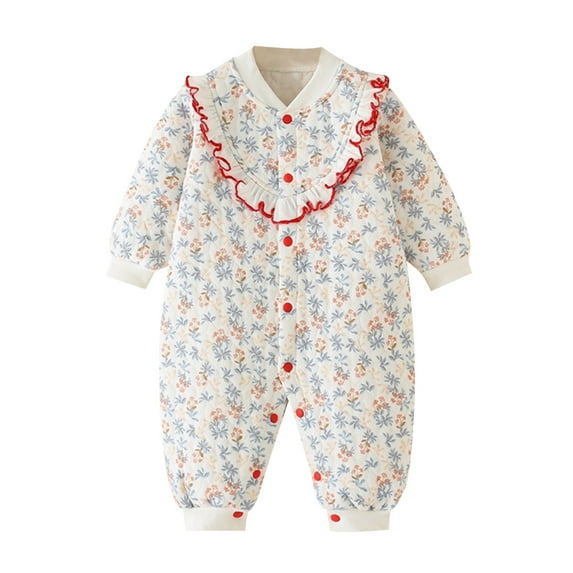 WERYOUNG Baby Jumpsuit Spring Fall Winter Warm Clip Cotton Autumn Clothes Baby Thick Onesie, Watermelon Red, 0-3 Months