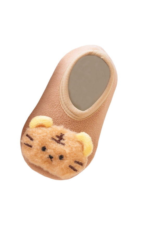 Baby Shoes Fashion Cartoon Soft Bottom Baby Toddler Shoes Easy To Crawl Baby Warm Floor Socks Shoes, Coffee, 6-12 Months