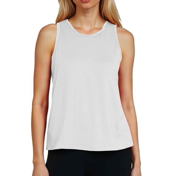 WERYOUNG Blouson Tankini Tops For Women Loose Fit Tropical Hawaii Vacation Swimwear Beachwear Female Comfort Sports Fitness Yoga Vest,White,L