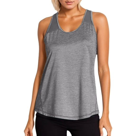 WERYOUNG Blouson Tankini Tops For Women Loose Fit Tropical Hawaii Vacation Swimwear Beachwear Female Leisure Sports Fitness Yoga Vest,Grey,XL