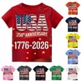 thumbnail image 1 of WERYOUNG Boy's 250th Anniversary Patriotic T Shirts Kids Short Sleeve Crewneck Stars And Stripes Print Tees Boys 4th Of July USA Festival T-Shirts Comfortable Top 3-4 Years, 1 of 4