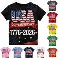 thumbnail image 1 of WERYOUNG Boy's 250th Anniversary Patriotic T Shirts Kids Short Sleeve Crewneck Stars And Stripes Print Tees Boys 4th Of July USA Festival T-Shirts Comfortable Top 1-2 Years, 1 of 4