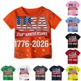 thumbnail image 1 of WERYOUNG Boy's 250th Anniversary Patriotic T Shirts Kids Short Sleeve Crewneck Stars And Stripes Print Tees Boys 4th Of July USA Festival T-Shirts Trendy Top 7-8 Years, 1 of 4