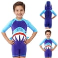 thumbnail image 1 of WERYOUNG Boy's One-Piece Swimsuits With Swim Cap Short Sleeve Cartoon Print Rash Guard Swimwear For Toddler Kids Beach Pool Party Cozy Swim Wear, 1 of 8