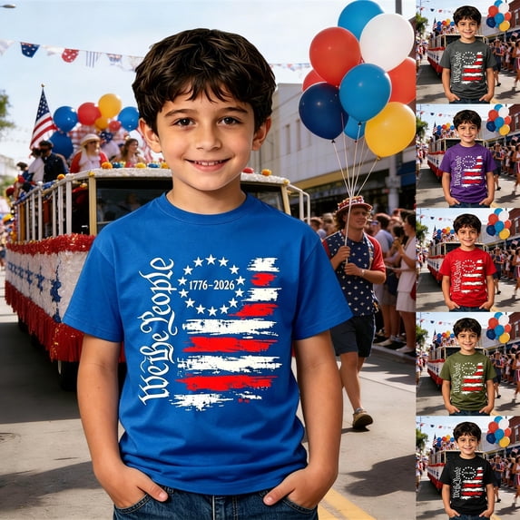 WERYOUNG Boy's Patriotic Graphic T Shirts Crewneck Short Sleeve Festival Tee Independence Day T-Shirts For Children Youth Outdoor Play Versatile Top 2-13 Years