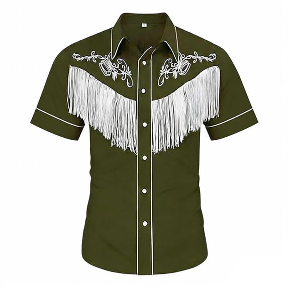 WERYOUNG Boy's Shirts Short Sleeve Lapel Western Cowboy Printed Kids Fashionable Button Down Shirt Holiday Celebration Soft Comfortable Children Tops