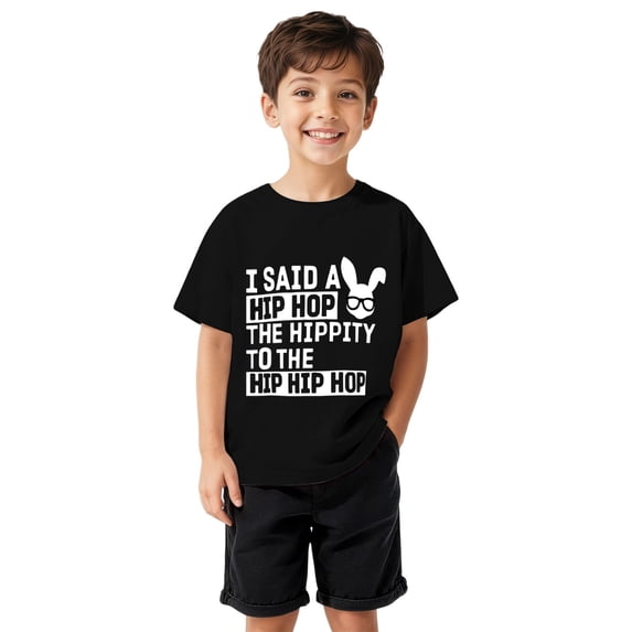 WERYOUNG Boy's T-Shirts Easter Short Sleeve Crewneck Letter Print Kids Casual T Shirts Everyday Wear Loose Fit Tee Shirts Home Lounging Versatile Soft Toddler Tops