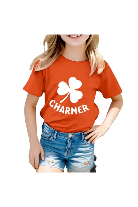 Boy's T-Shirts St Patrick's Day Short Sleeve Crewneck Letter Print Casual Kids T Shirt Daily Wear Relaxed Fit Tee Shirts Home Lounging Trendy Comfortable Children Top