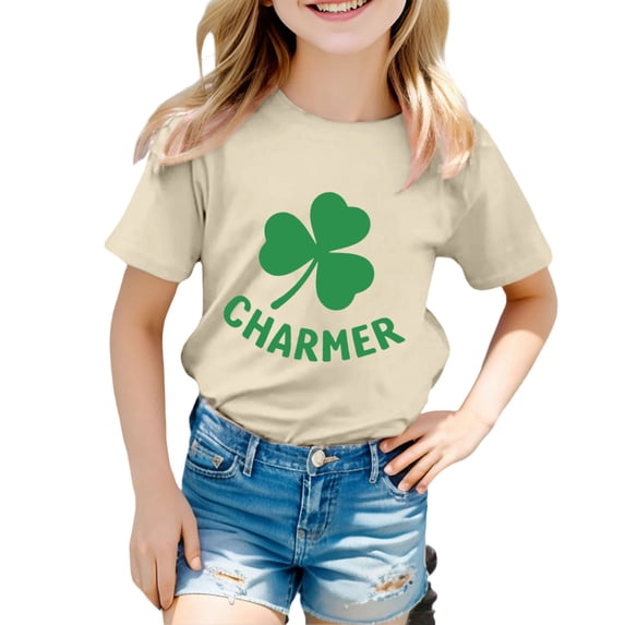 WERYOUNG Boy's T-Shirts St Patrick's Day Short Sleeve Crewneck Letter Print Casual Kids T Shirt Leisure Wear Relaxed Fit Tee Shirts Outdoor Activities Stylish Versatile Children Tops