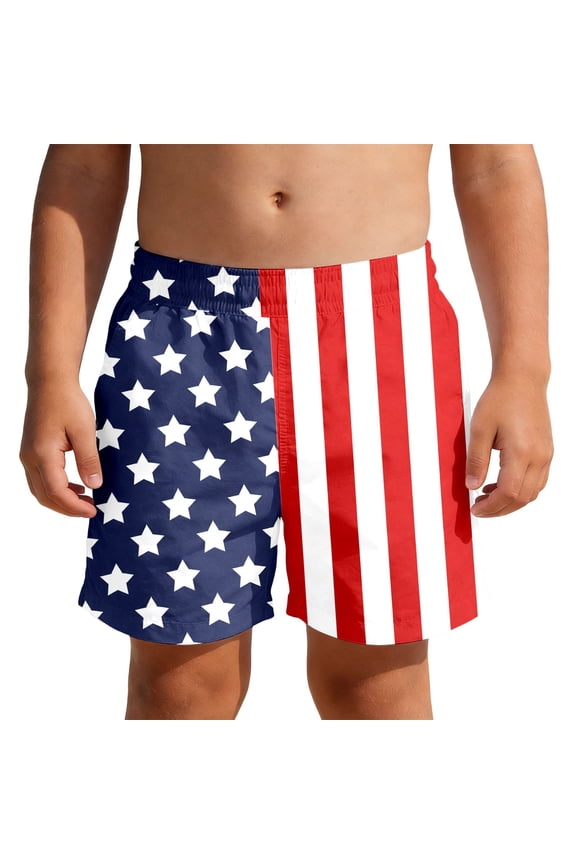 Boys 4th Of July Shorts Patriotic American Flag Print Shorts Kids Lightweight Independence Day USA Festival Shorts Comfortable Bottom 9-10 Years