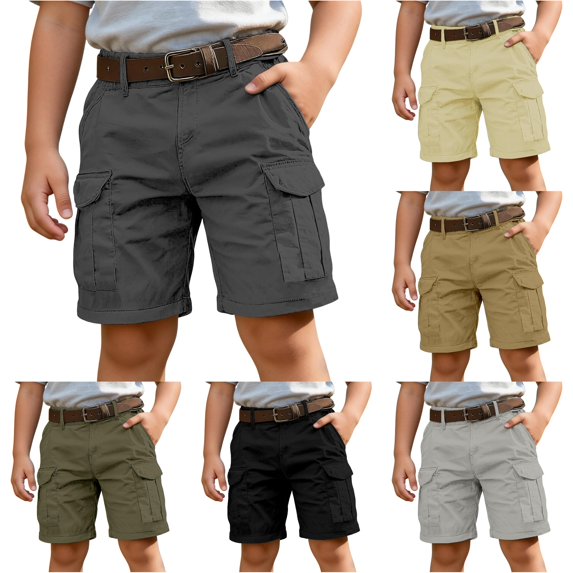 WERYOUNG Boys Cargo Shorts For Kids With Multiple Pockets Casual Summer Wide Leg Shorts For Boys Outdoor Play Comfortable Bottom 15-16 Years