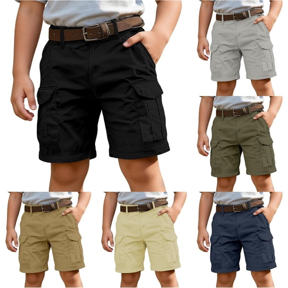 WERYOUNG Boys Cargo Shorts For Kids With Multiple Pockets Casual Summer Wide Leg Shorts For Boys Outdoor Play Soft Bottoms 13-14 Years