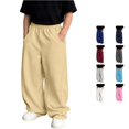 thumbnail image 1 of WERYOUNG Boys Casual Pants Elastic Waist Solid Color Wide Leg Sweatpants Toddlers Kids Loose Fit Back To School Pants 4-5 Years, 1 of 5